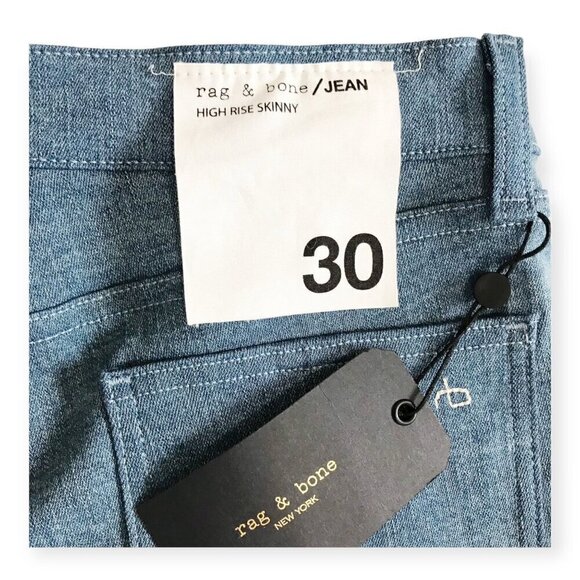 NWT Rag & Bone‎ High Waist Skinny Jeans size 30, Double blues - Picture 4 of 13